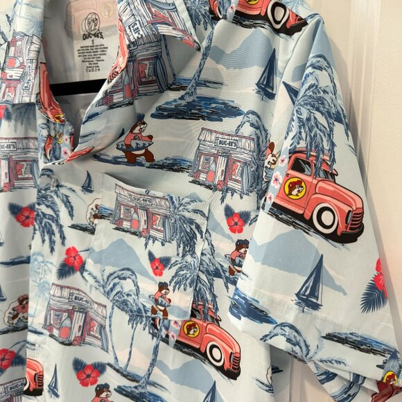 Buc-ees Blue Hawaiian‎ Button Up Fishing Shirt - Size Small - Picture 2 of 5